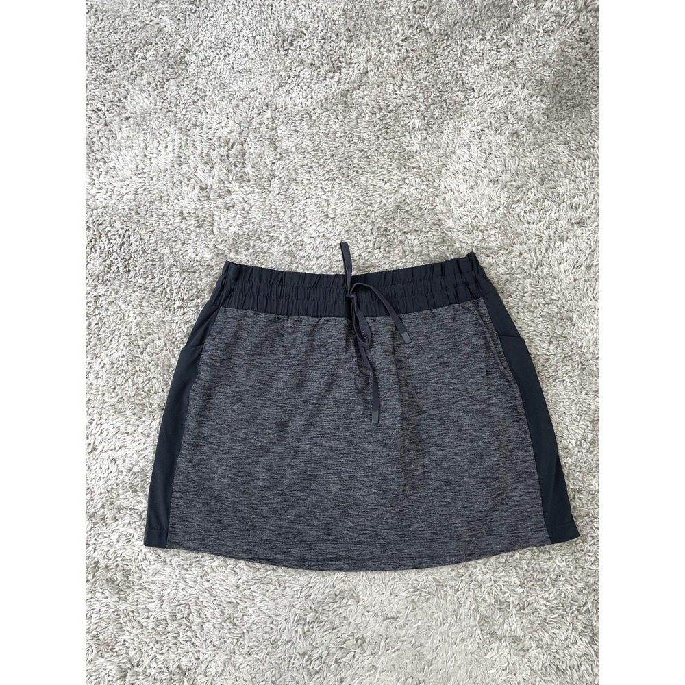 Athleta Skort Womens Large Gray Black Active Running Tennis Built-In Shorts